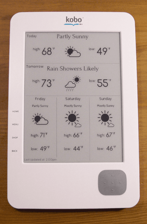 Kevin Short's Kobo Wifi Weather Forecast